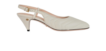 Gucci GG Marmont Slingbacks, £290, Shoes, White, Leather, Front view