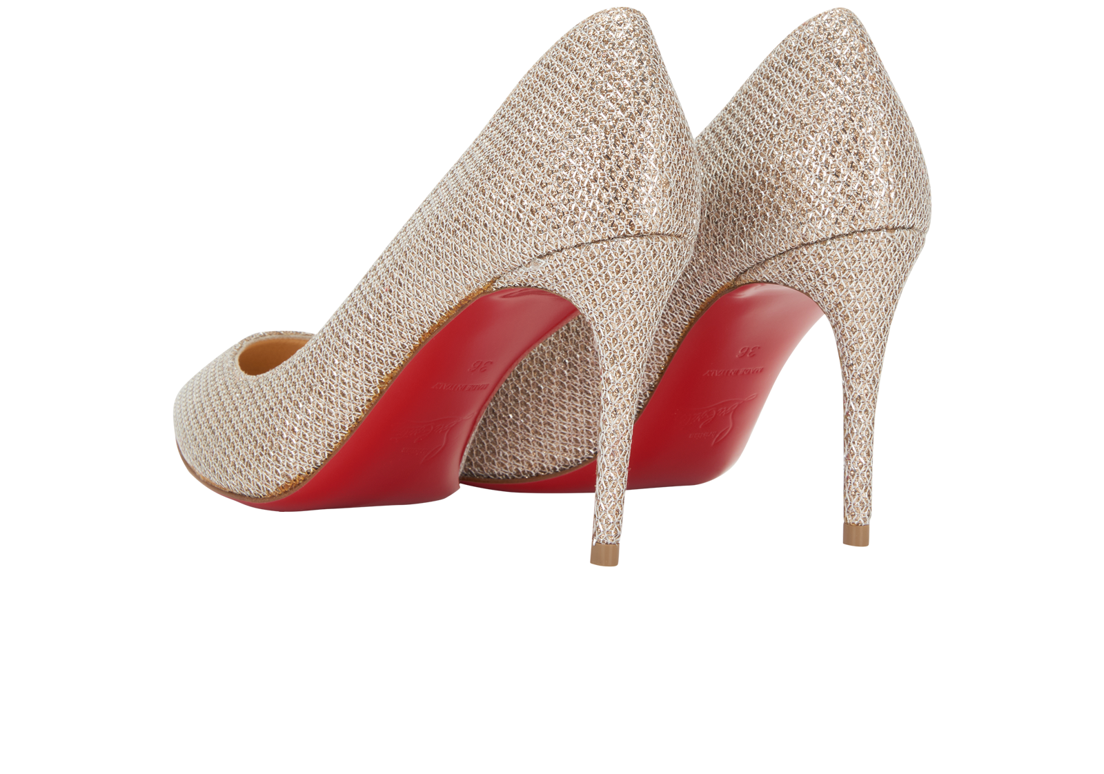 Christian Louboutin Eloise 85 Pumps, &pound;320, Shoes, Gold, Leather, Back view