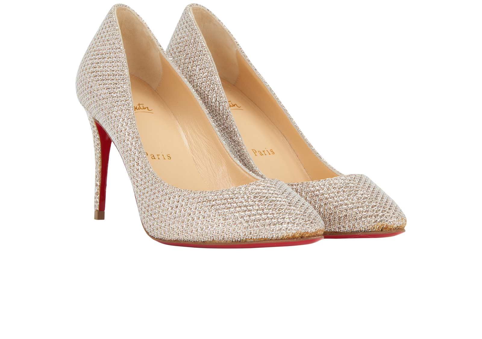 Christian Louboutin Eloise 85 Pumps, &pound;320, Shoes, Gold, Leather, Side view