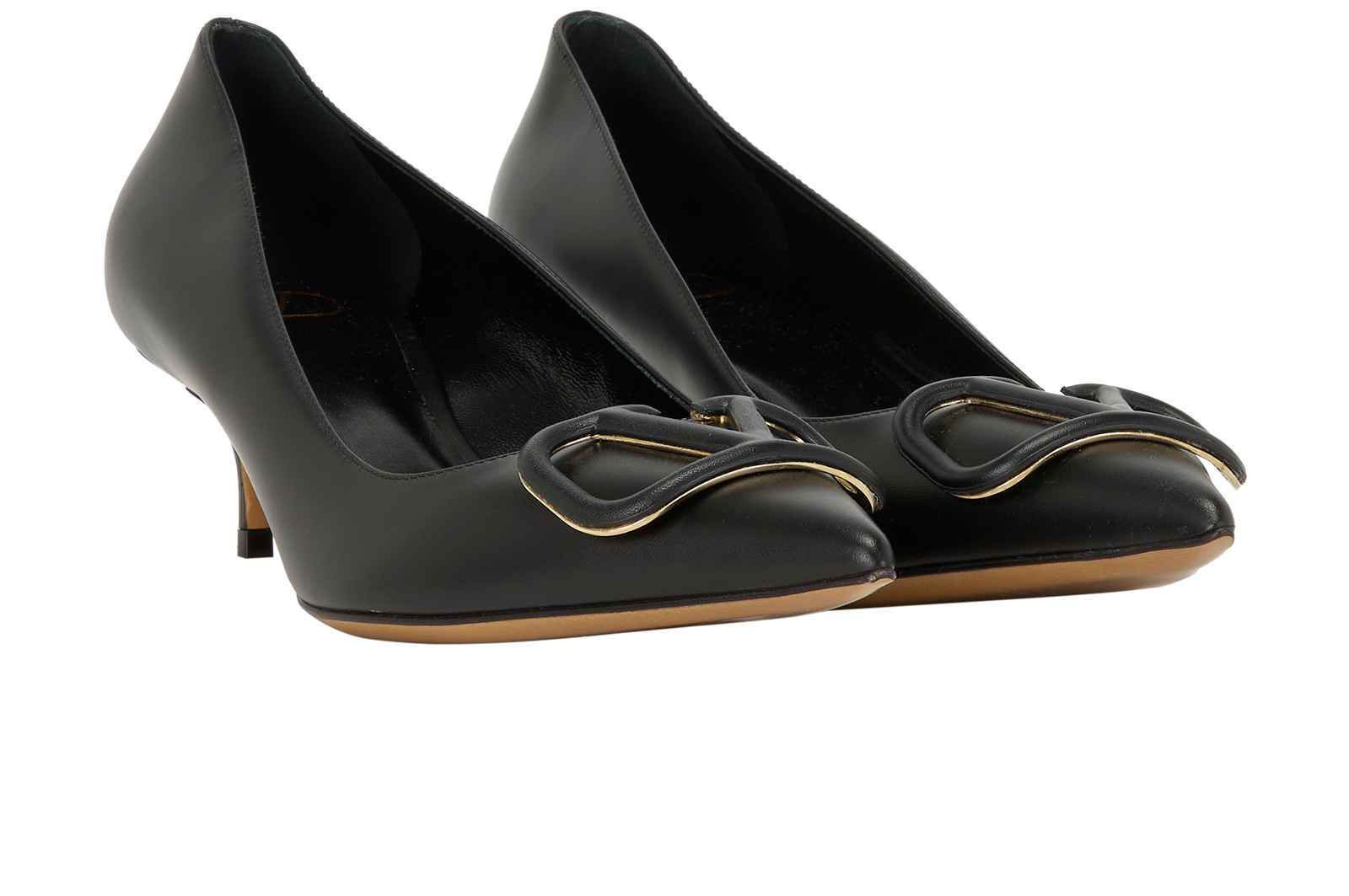 Valentino Kitten Heels, &pound;230, Shoes, Black, Leather, Side view