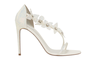 Rene Caovilla Floriane Heels, &pound;450, Shoes, White, Leather/Satin, Front view