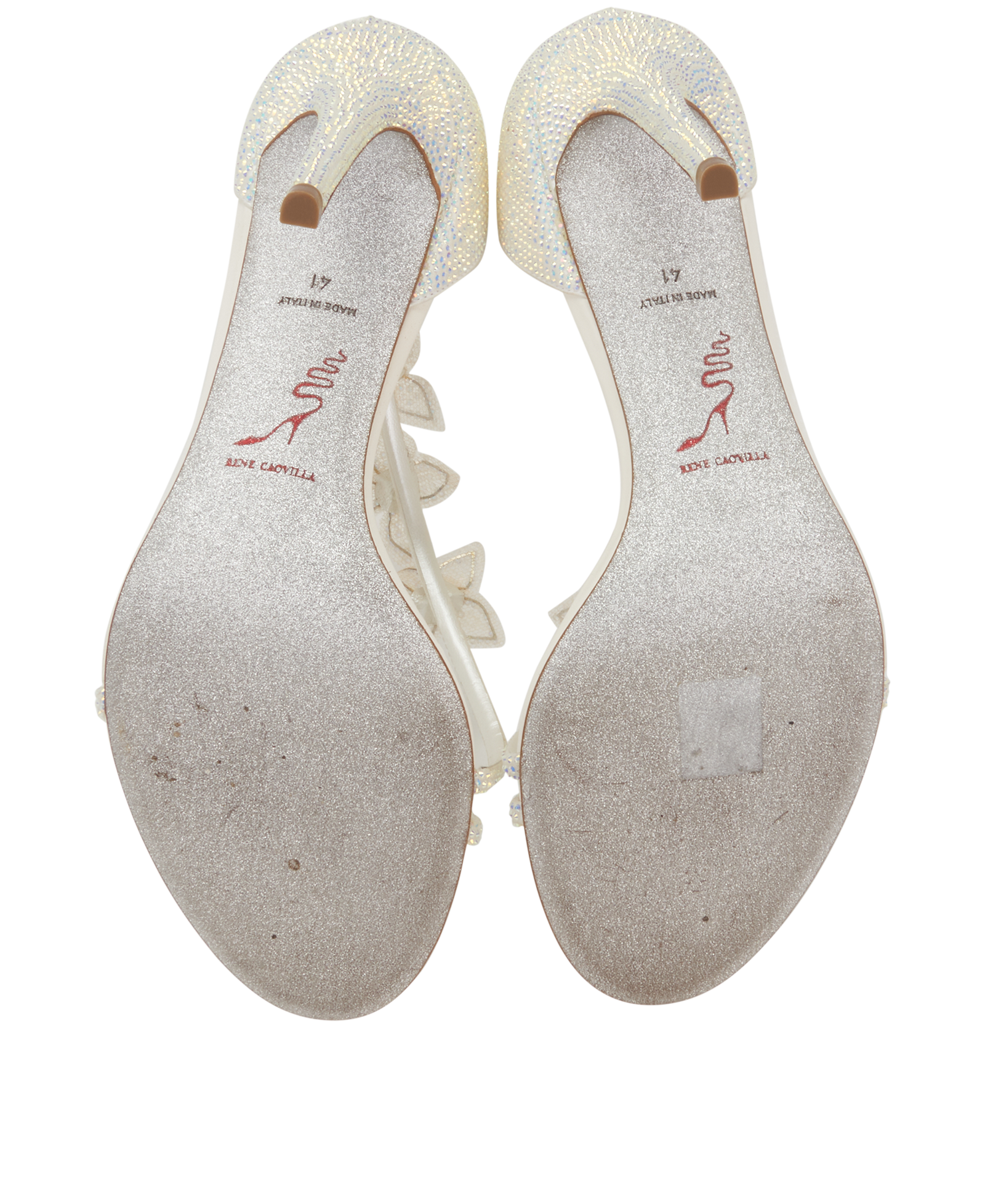 Rene Caovilla Floriane Heels, &pound;450, Shoes, White, Leather/Satin, Top view