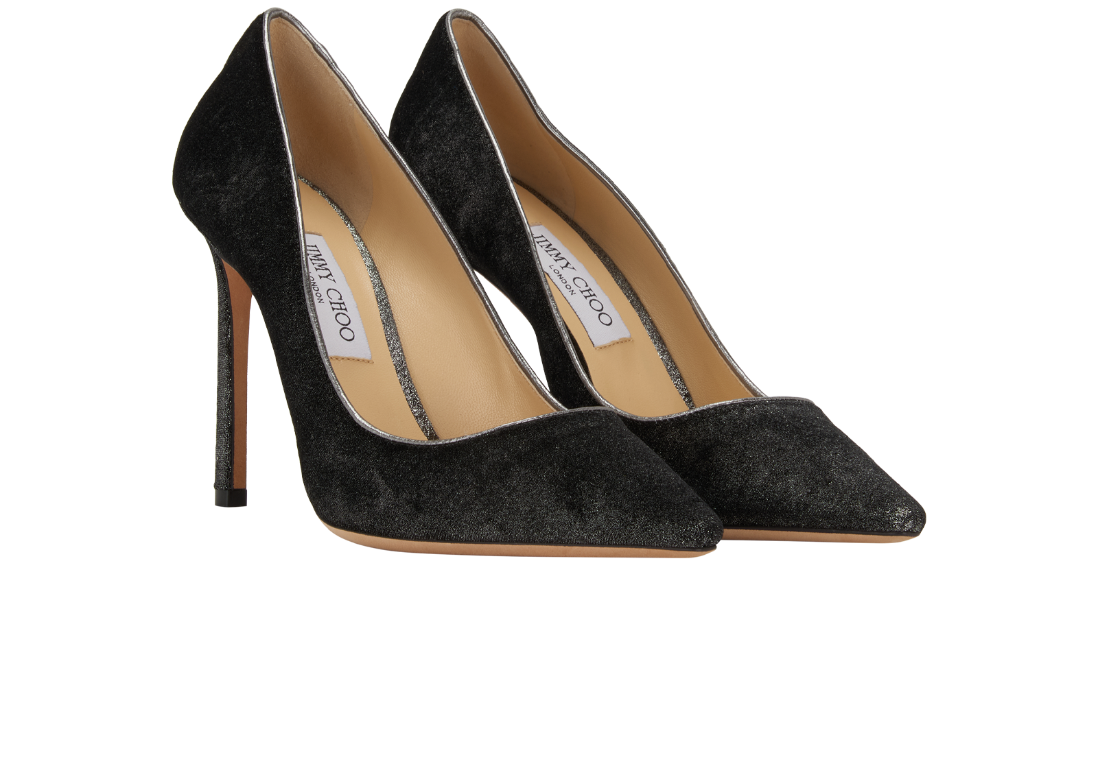 Jimmy Choo Romy 100, &pound;150, Shoes, Silver, Velvet, Side view