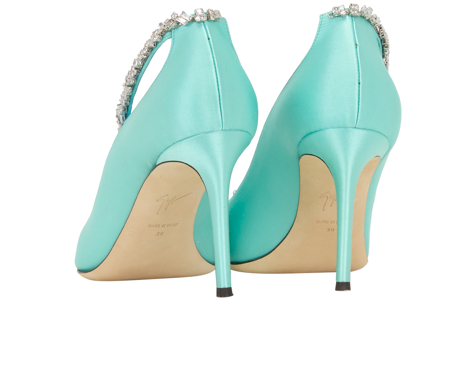 Giuseppe Zanotti Filipa Heels, &pound;180, Shoes, Black, Satin, Leather, Back view