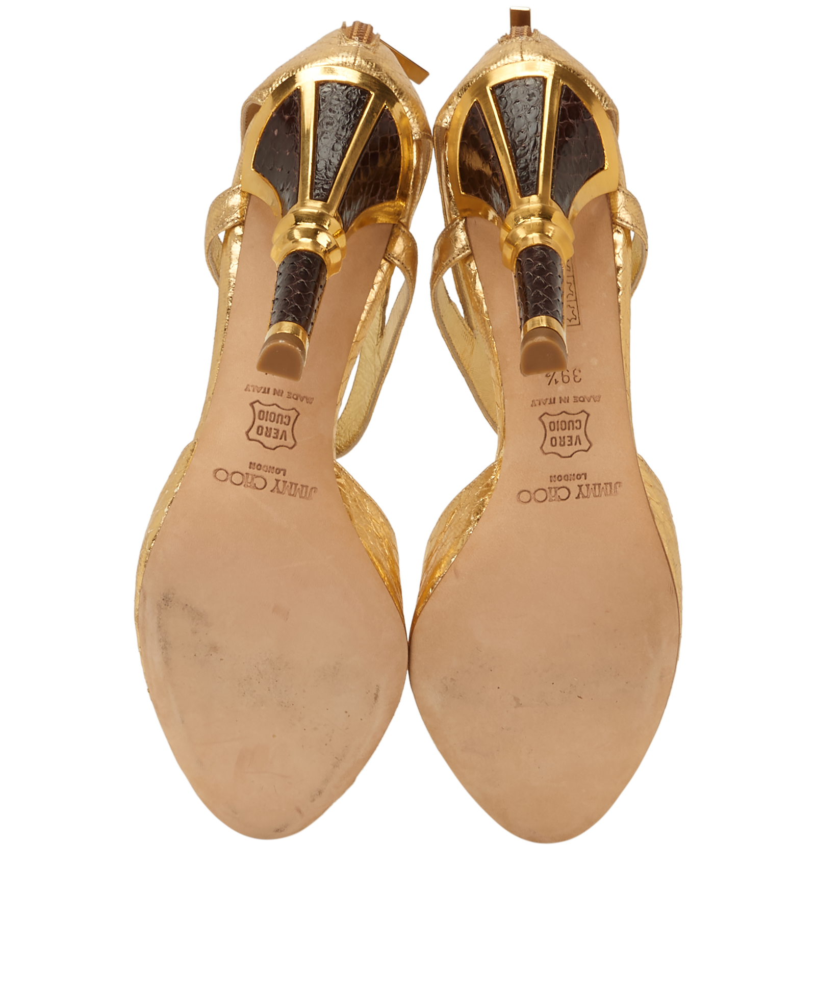 Jimmy Choo Perth 114mm Sandals, &pound;220, Shoes, Gold, Leather, Top view