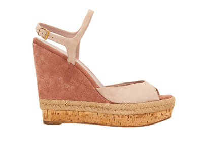 Gucci Hollie Espadrille Wedges, &pound;250, Shoes, Pink, Suede, Front view