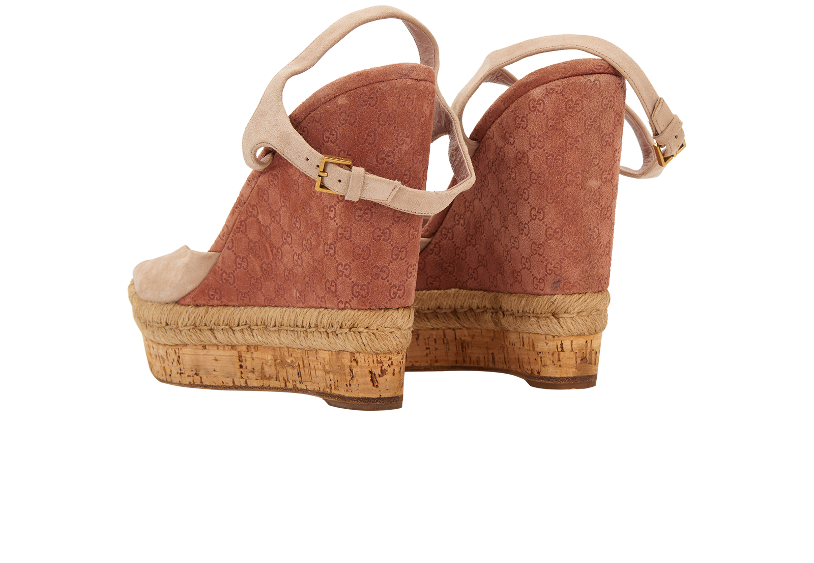 Gucci Hollie Espadrille Wedges, &pound;250, Shoes, Pink, Suede, Back view