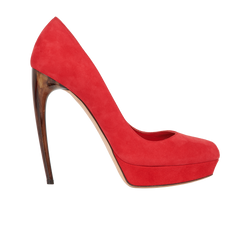 Alexander McQueen Horn Heels, Suede, Red, UK 5, B/DB, 3*