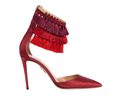 Aquazzurra X Claudia Schiffer Lou Lou 105, &pound;195, Shoes, Red, Satin, Front view