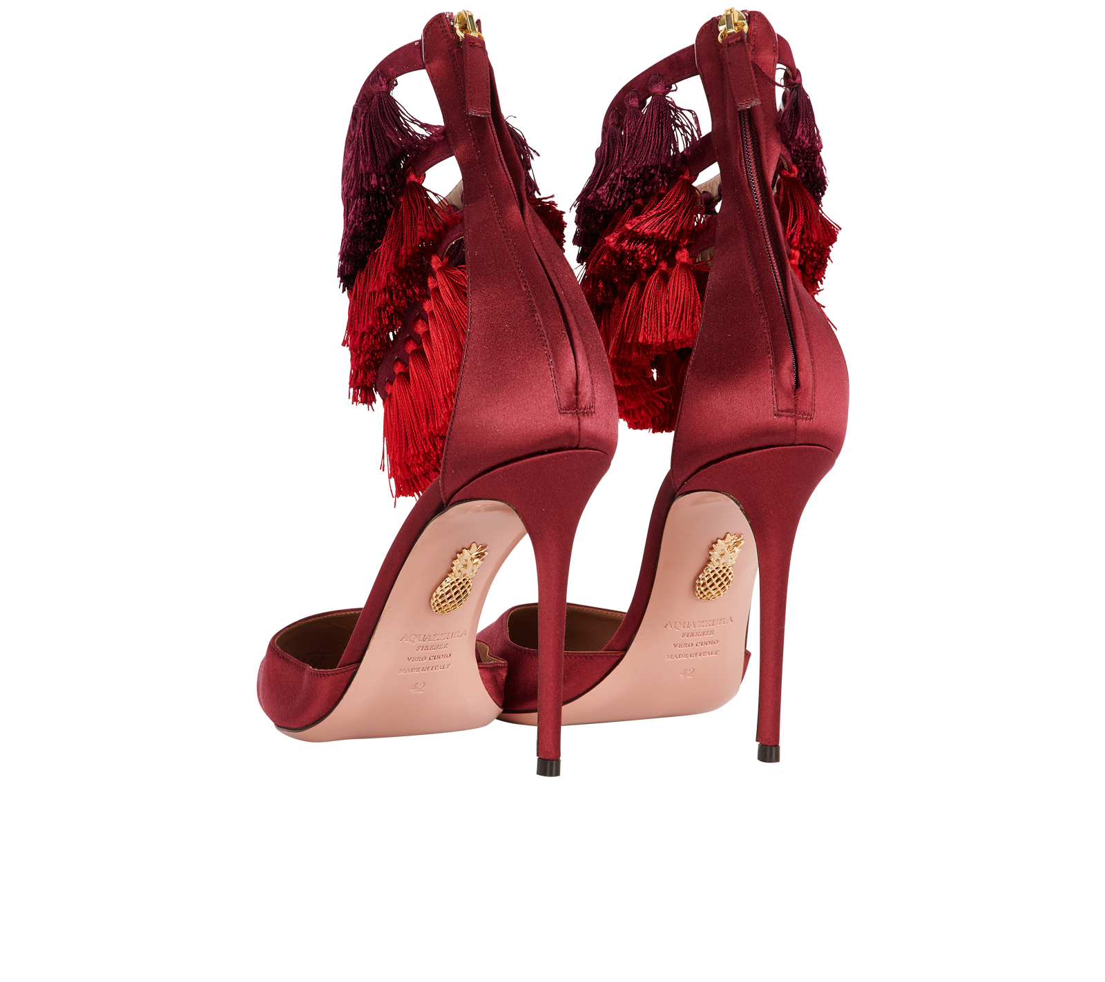 Aquazzurra X Claudia Schiffer Lou Lou 105, &pound;195, Shoes, Red, Satin, Back view