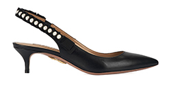Aquazzura Pearl Detail Slingback Heels, Leather, Black, 5, DB,B, 3