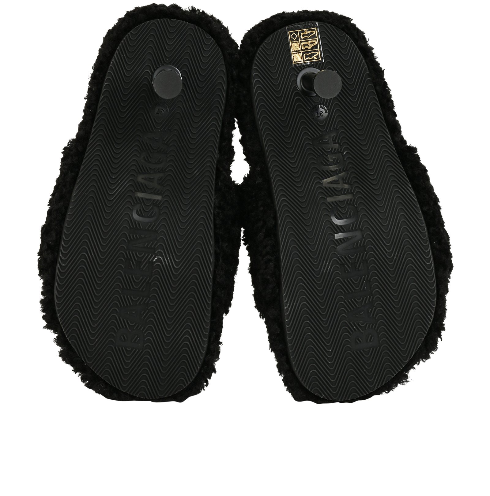 Balenciaga Furry Slide Heeled Sandals, &pound;250, Shoes, Black, Shearling, Top view