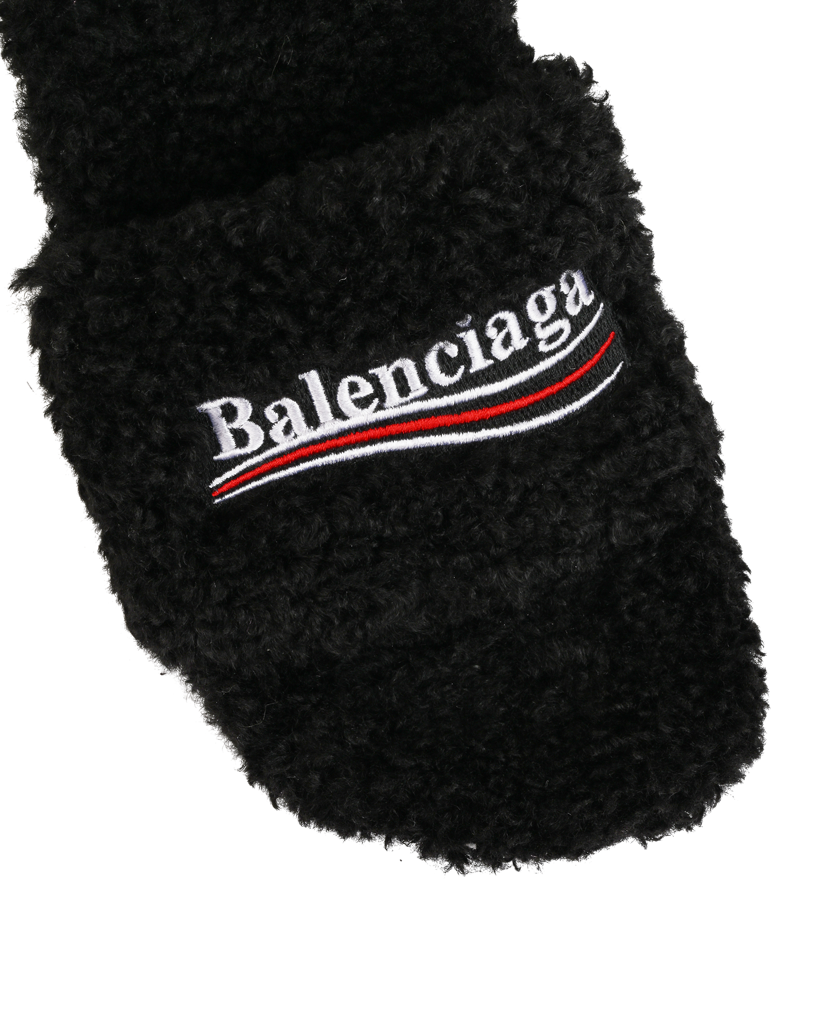 Balenciaga Furry Slide Heeled Sandals, &pound;250, Shoes, Black, Shearling, Other view