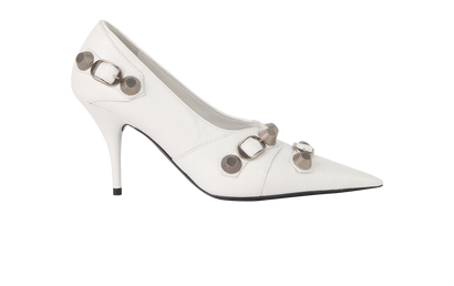 Balenciaga Cagole Pumps, &pound;220, Shoes, White, Leather, Front view