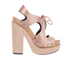 Balenciaga Lace-Up Platform Sandals, Satin, Pink, UK 4, B/DB, 3*