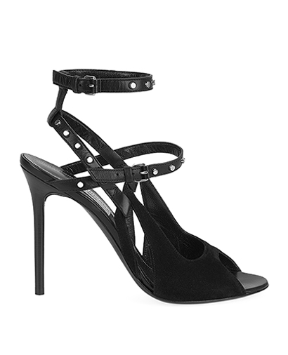 Balenciaga Suede and Leather Strappy Heels, front view