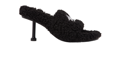 Balenciaga Furry Heeld slides, front view