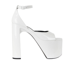 Balenciaga Camden Sandal, Patent, White, UK7, DB/B, 2*