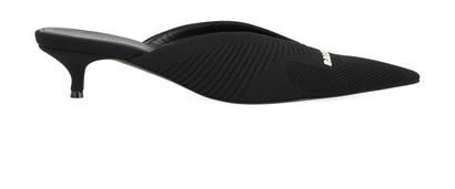 Balenciaga Knife 2.0 Knit Logo Mules, &pound;250, Shoes, Black/White, Fabric, Front view