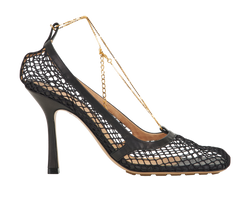 Bottega Veneta Net Square Toe Heels, Fabric, Black, DB/B, UK6, 3*