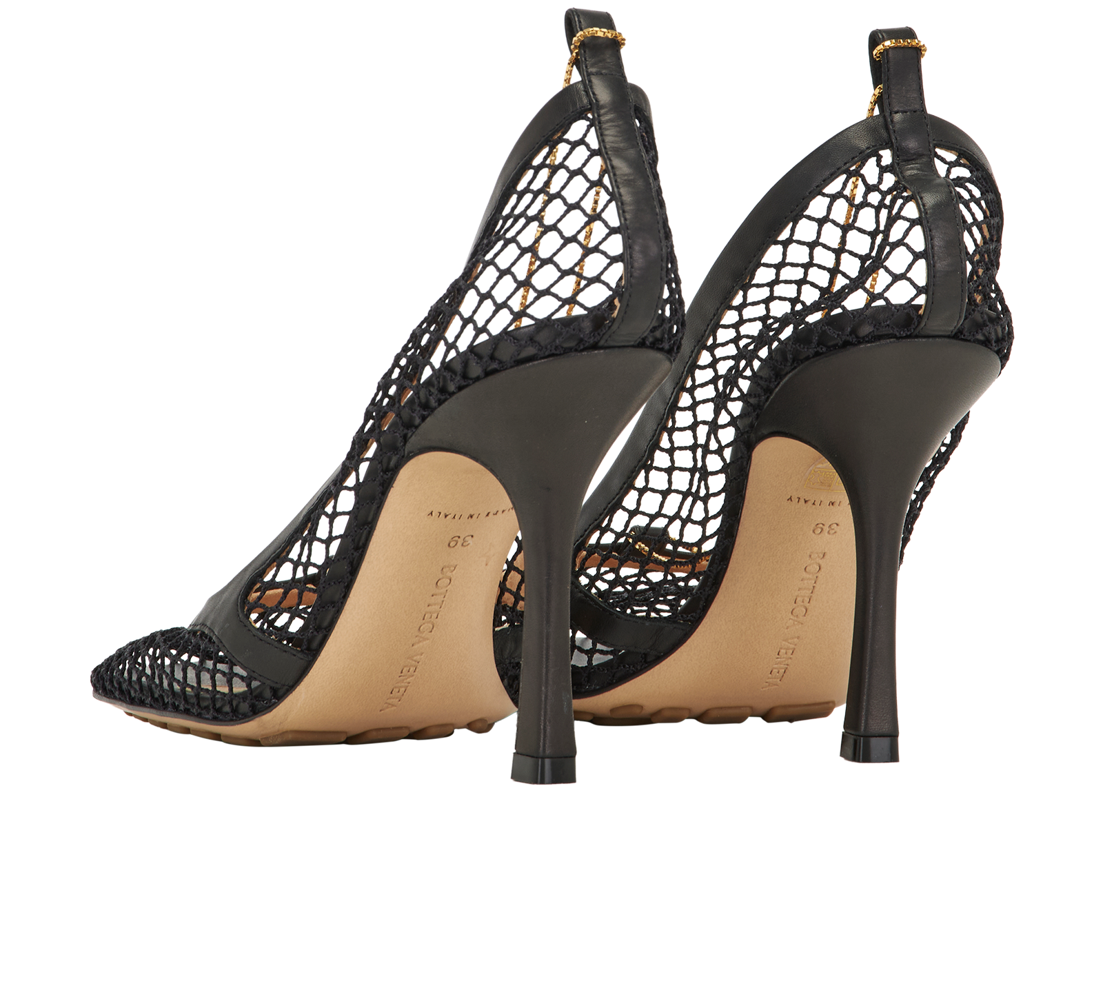 Bottega Veneta Net Square Toe Heels, &pound;295, Shoes, Black, Fabric, Back view
