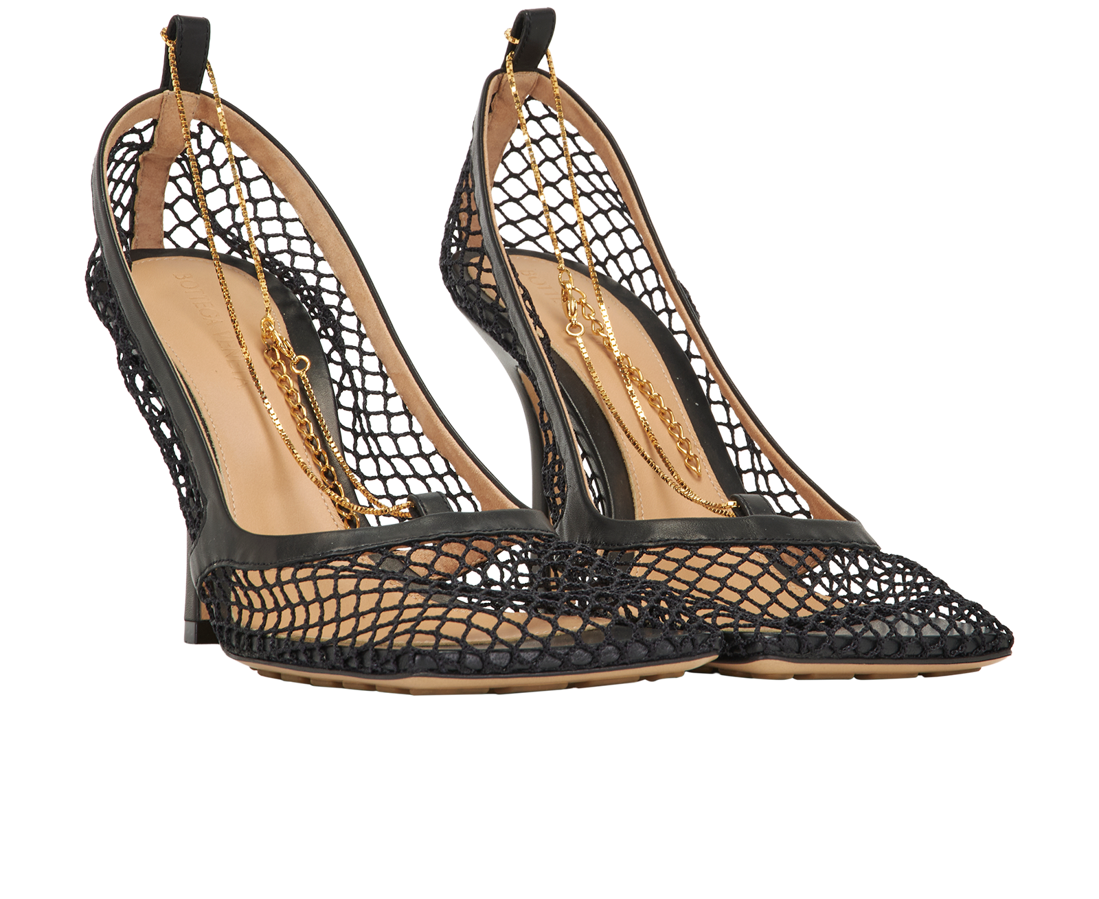Bottega Veneta Net Square Toe Heels, &pound;295, Shoes, Black, Fabric, Side view
