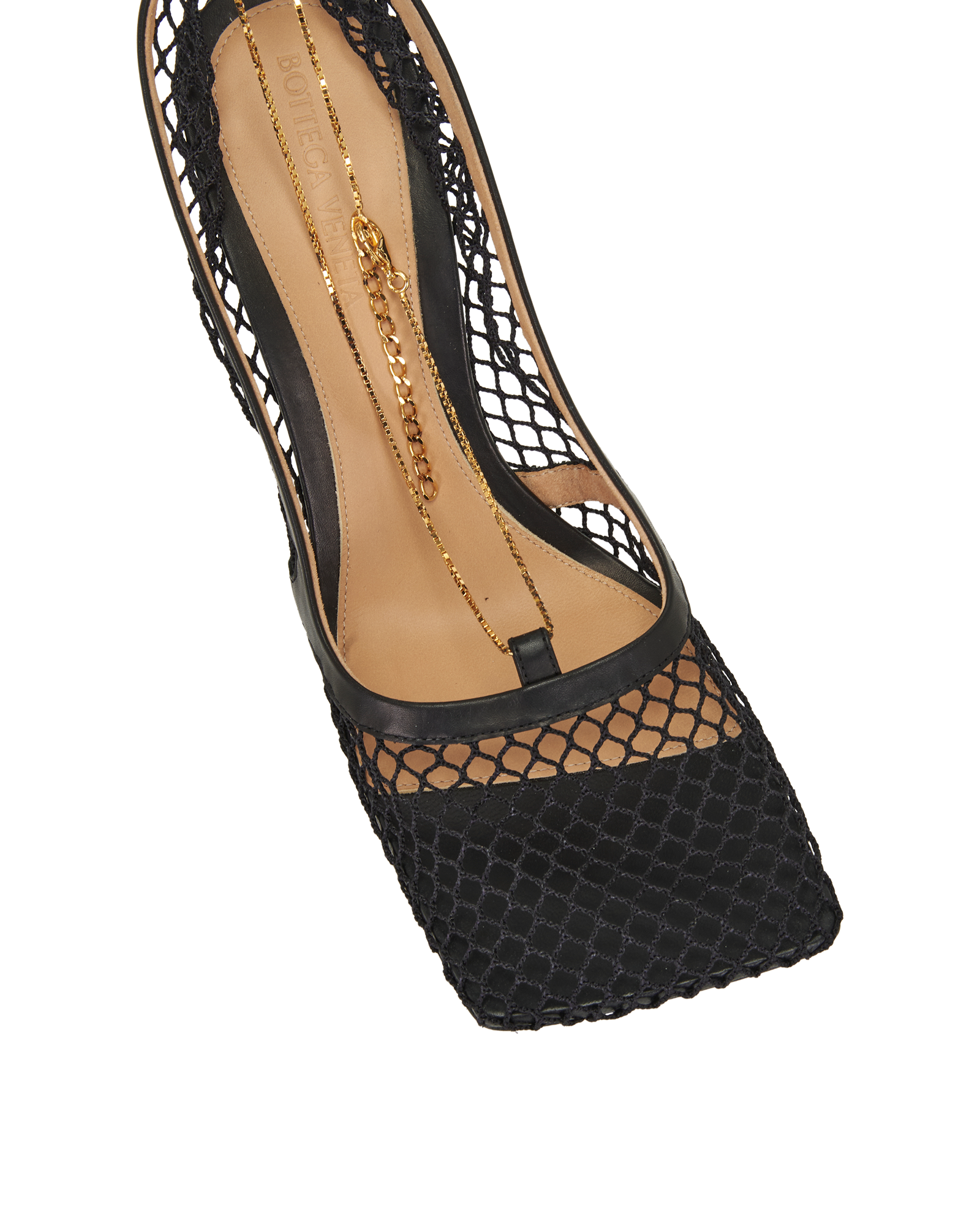 Bottega Veneta Net Square Toe Heels, &pound;295, Shoes, Black, Fabric, Other view
