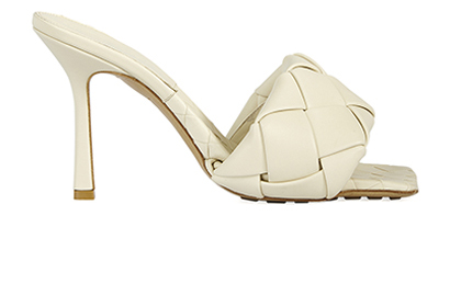 Bottega Veneta Lido Heeled Sandals, &pound;695, Shoes, Cream, Leather, Front view