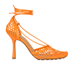 Bottega Veneta Stretch Lace Up Sandals, Mesh/Leather, Orange, UK6,DB/B,3*