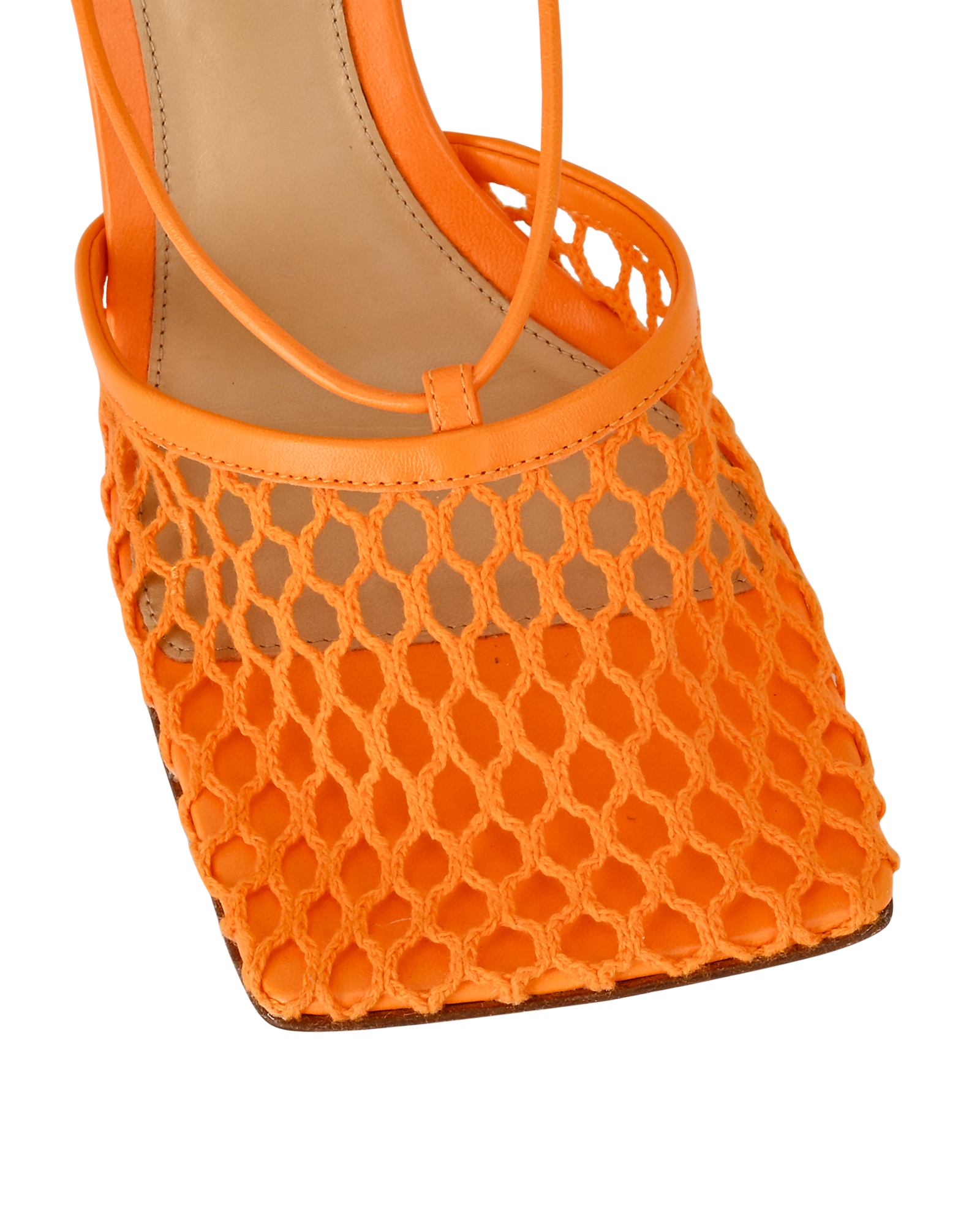 Bottega Veneta Stretch Lace Up Sandals, &pound;220, Shoes, Orange, Leather/Mesh, Other view