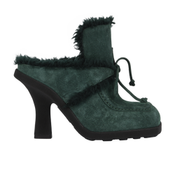 Burberry Highland Mules, Shearling/Suede, Green, Uk3, B/DB, 3*
