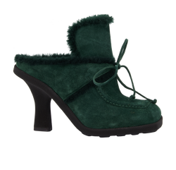 Burberry Highland Mules, Shearling/Suede, Green, UK7, DB/B, 2*