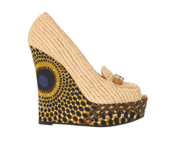 Burberry Raffia Wedges, Raffia, Beige/Black, UK5.5, 2*