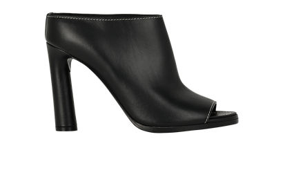 Burberry Lightwell Peep Toe Mules, &pound;120, Shoes, Black, Leather, Front view