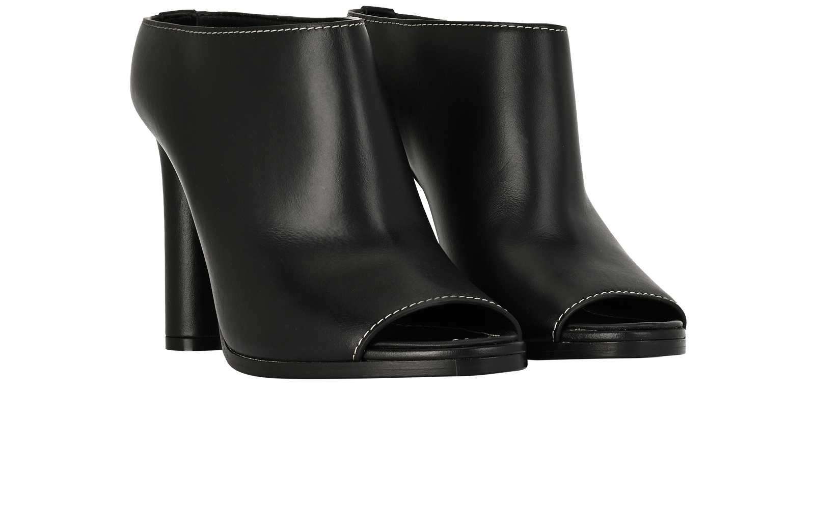 Burberry Lightwell Peep Toe Mules, &pound;120, Shoes, Black, Leather, Side view