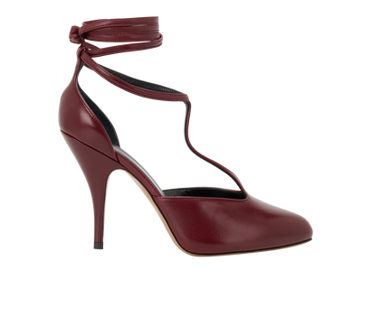 Celine Night Out T Strap Pumps, &pound;295, Shoes, Burgundy, Leather, Front view