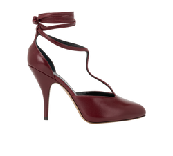 Celine Night Out T Strap Pumps, Leather, Burgundy, UK3, DB/B, 4*