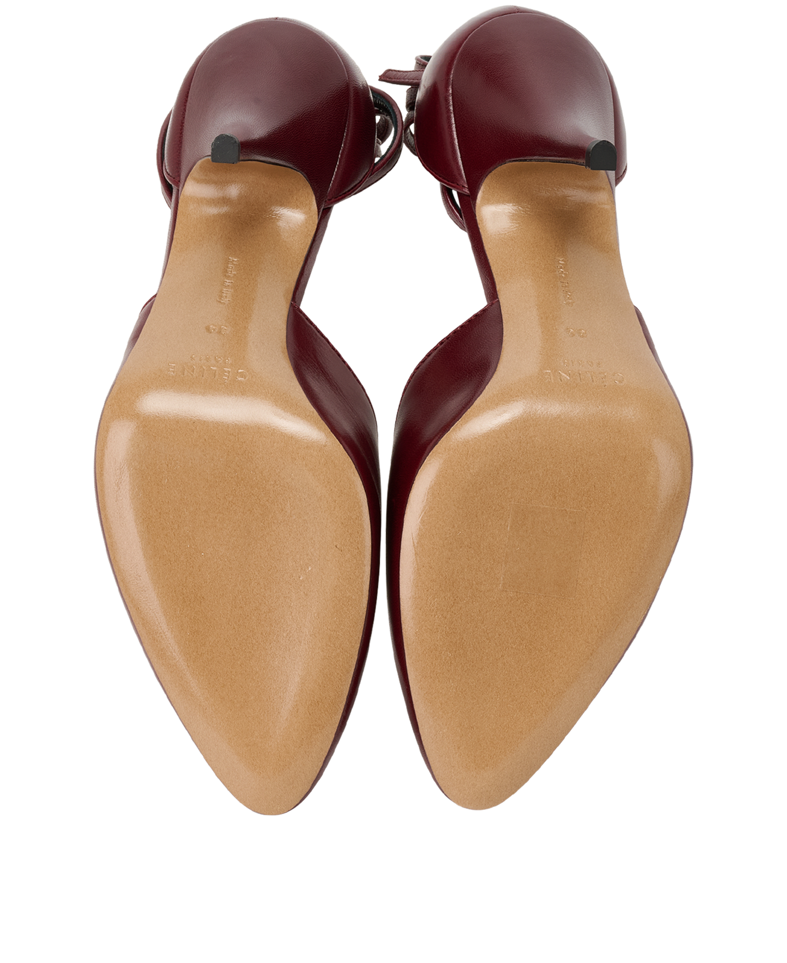 Celine Night Out T Strap Pumps, &pound;295, Shoes, Burgundy, Leather, Top view