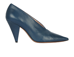 Celine V Neck Shoes, Lambskin. Teal Blue, 4, 3*