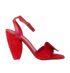 Celine Ruffle Heeled Sandals, &pound;110, Shoes, Red, Leather/Suede, Front view