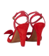 Celine Ruffle Heeled Sandals, &pound;110, Shoes, Red, Leather/Suede, Back view