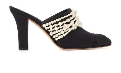 Chanel 2017 Cap Toe CC Pearl Mules, front view