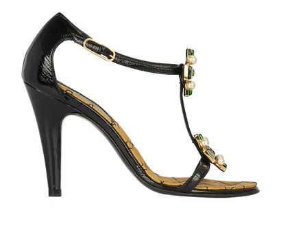 Chanel Jeweled T Strap Heels, front view
