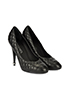 Chanel Black Quilted Heels, side view