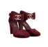 Chanel CC Bow Heels, &pound;450, Shoes, Burgundy, Velvet, Side view
