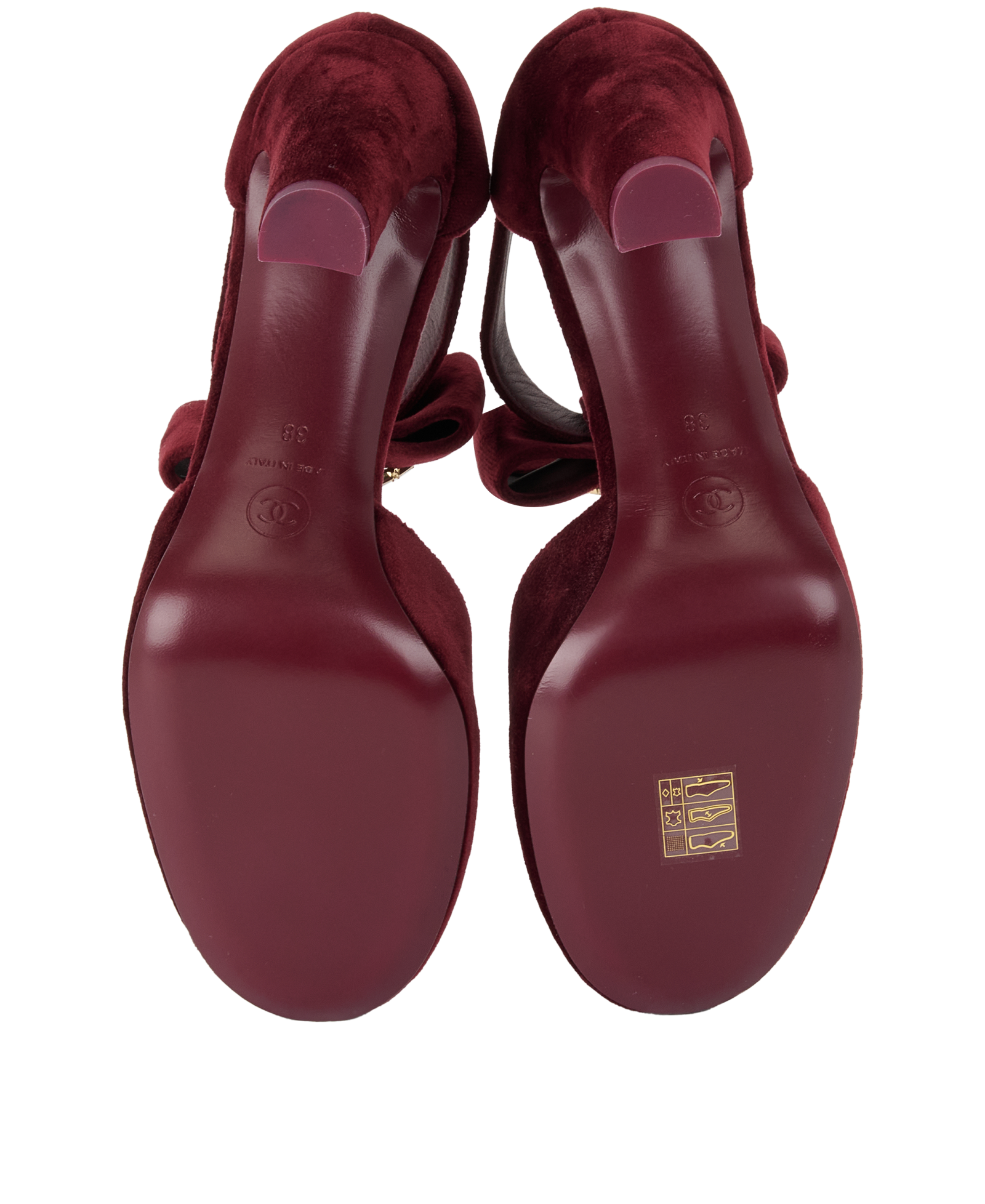 Chanel CC Bow Heels, &pound;450, Shoes, Burgundy, Velvet, Top view