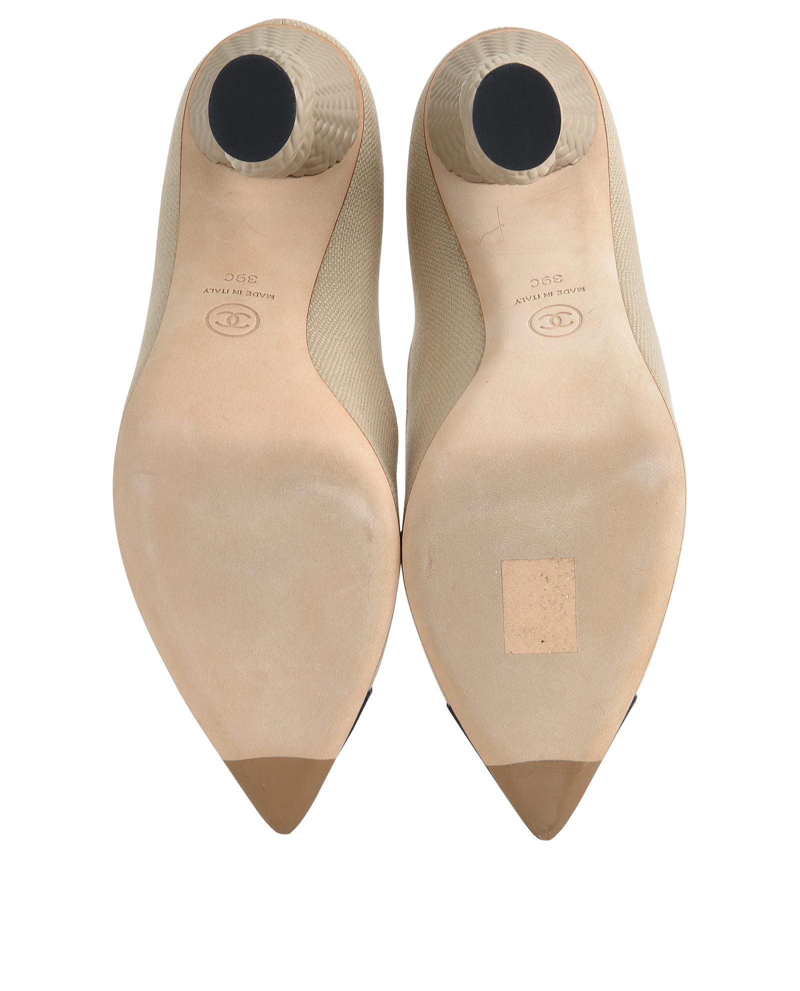 Chanel Cap Toe Pumps, &pound;350, Shoes, Beige, Canvas, Top view