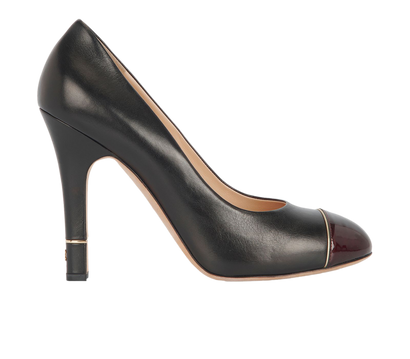 Chanel Cap Toe Pumps, &pound;280, Shoes, Black, Leather, Front view