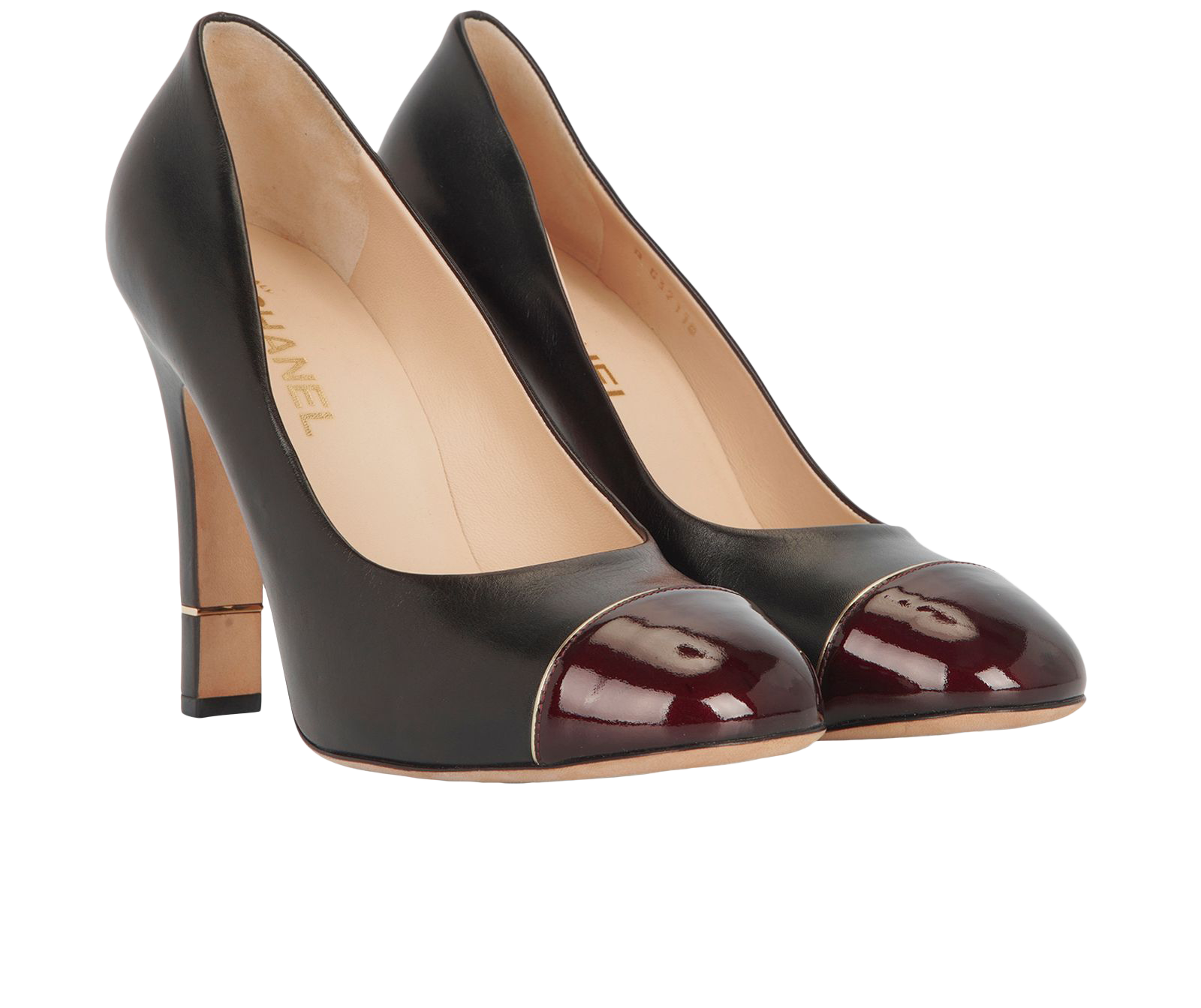 Chanel Cap Toe Pumps, &pound;280, Shoes, Black, Leather, Side view