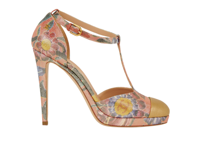 Chanel Floral Print Heels, front view